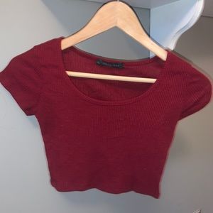 Wine red t-shirt crop top